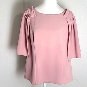 Midnight Velvet Pink Sleeveless Top with Cape Sleeves, Princess Seams, Size XL